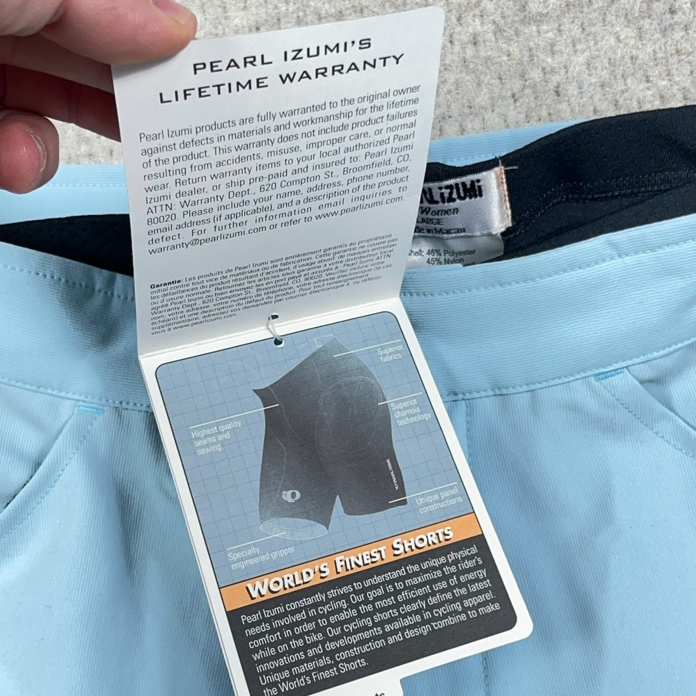 Pearl Izumi Bliss Cycling Shorts Womens Large Light Blue Padded Lined - Picture 7 of 15
